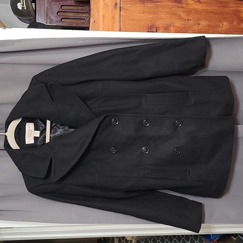 Covington Outerwear Womens 60% Wool‎ Blend Pea Coat Black Pockets Size L EUC